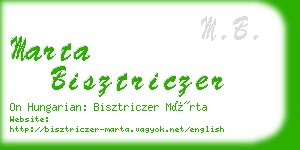 marta bisztriczer business card